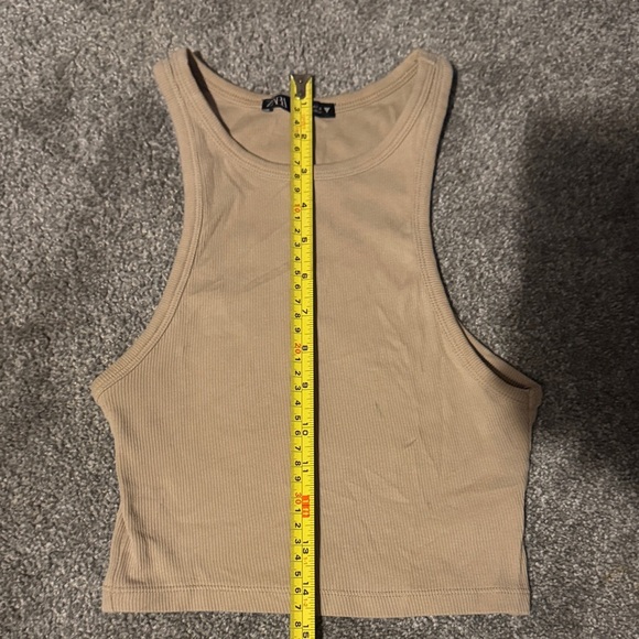 Zara Tan Ribbed Tank Top - Picture 2 of 6